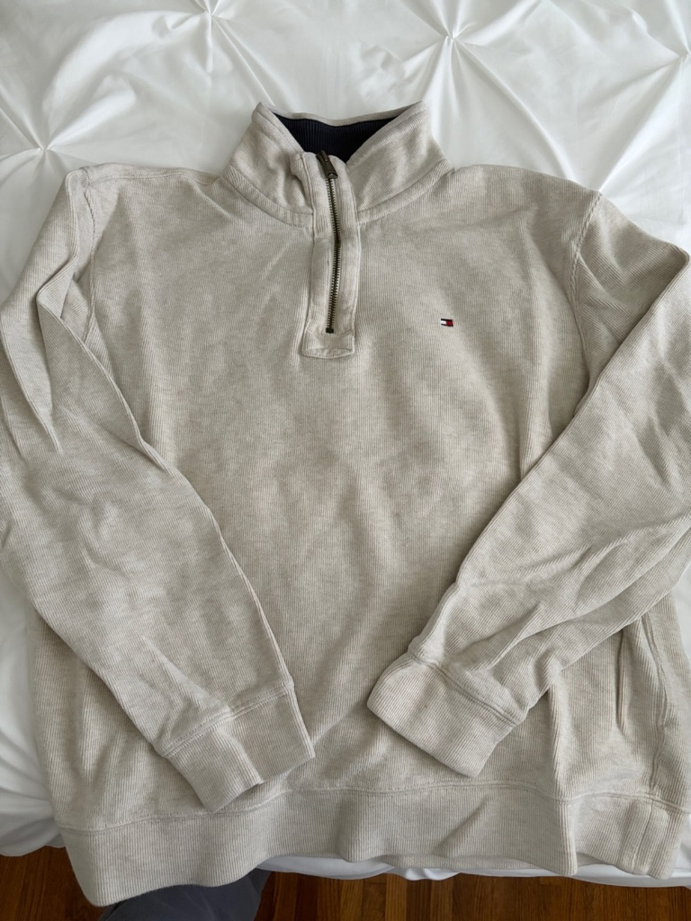 Tommy Hilfiger Light Beige Half-Zip Sweatshirt
